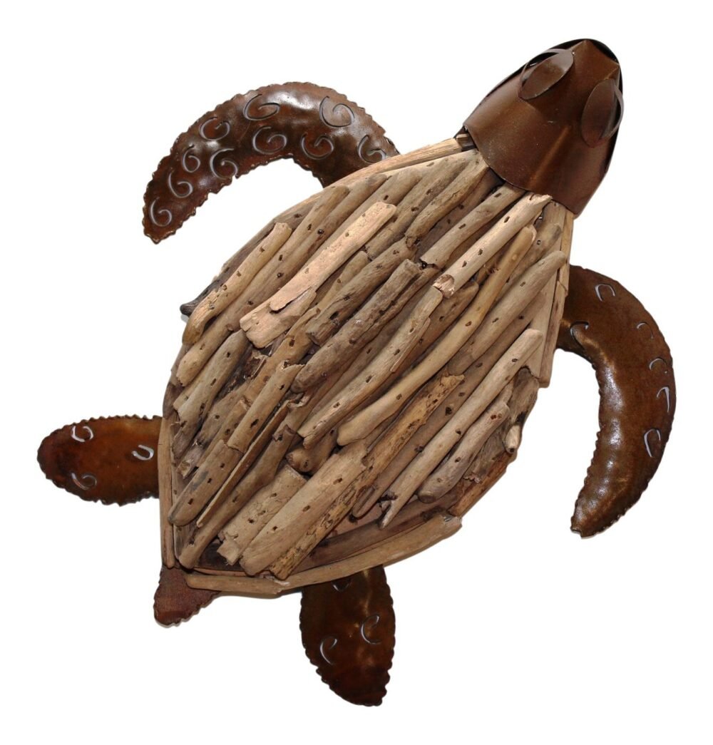 Natural Driftwood Sea Turtle Dimensional Wall Plaque 10 Inches
