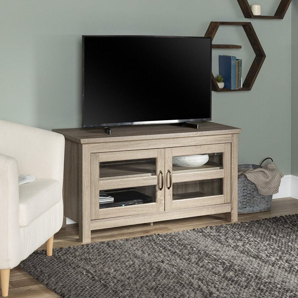 WE Furniture AZ44CFDAG 44" Wood TV Stand, Driftwood Driftwood 4 Us
